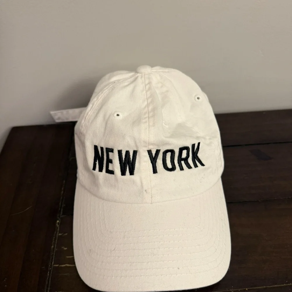 American Needle New York White Cotton Dad Hat Adjustable Strap